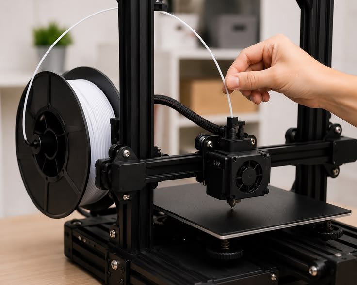 Cargando filamento en una impresora 3D